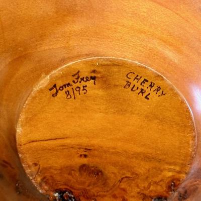 Mid Century Modern Artisan Studio Made Bowl Vessel Cherry Burl Signed