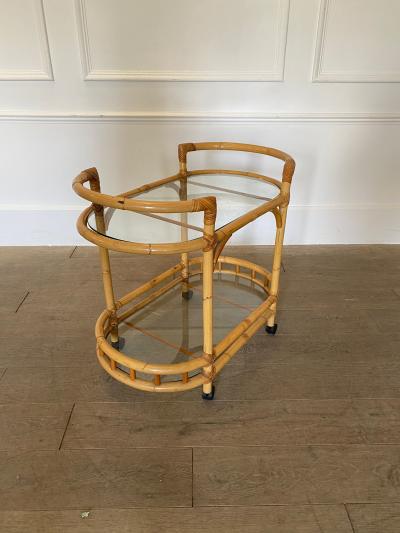 Mid Century Modern Bamboo Drinks Trolley