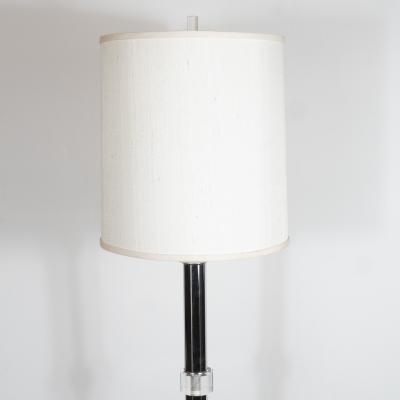 Mid Century Modern Banded Lucite and Chrome Floor Lamp