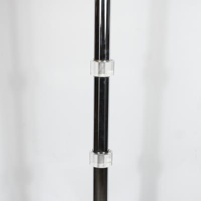 Mid Century Modern Banded Lucite and Chrome Floor Lamp