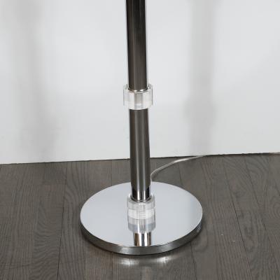 Mid Century Modern Banded Lucite and Chrome Floor Lamp