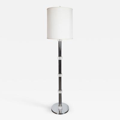 Mid Century Modern Banded Lucite and Chrome Floor Lamp