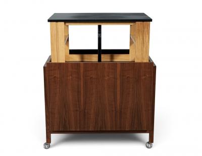 Mid Century Modern Bar Cabinet with Hidden Lift Top Storage