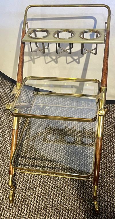 Mid Century Modern Bar Cart Teak and Brass