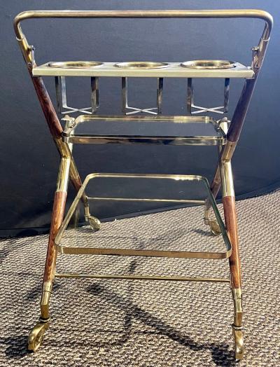 Mid Century Modern Bar Cart Teak and Brass