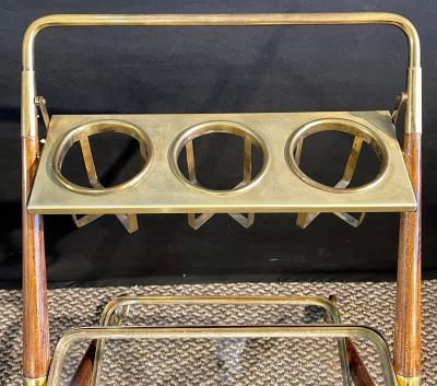 Mid Century Modern Bar Cart Teak and Brass