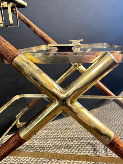 Mid Century Modern Bar Cart Teak and Brass