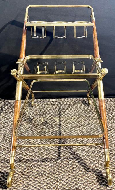 Mid Century Modern Bar Cart Teak and Brass