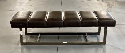 Mid Century Modern Bench Ottoman Leather Steel