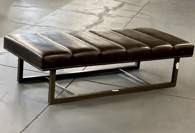 Mid Century Modern Bench Ottoman Leather Steel