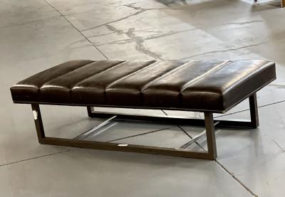 Mid Century Modern Bench Ottoman Leather Steel