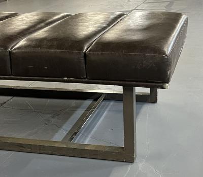 Mid Century Modern Bench Ottoman Leather Steel