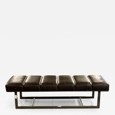 Mid Century Modern Bench Ottoman Leather Steel