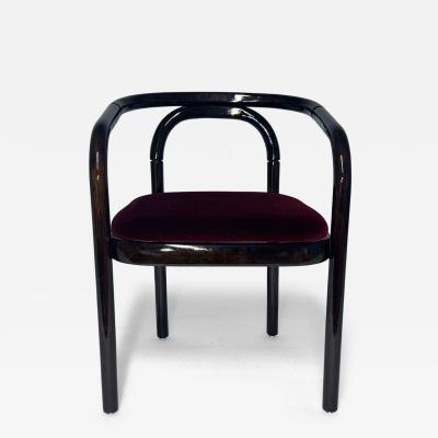 Mid Century Modern Bentwood Chair with Burgundy Velvet Seat
