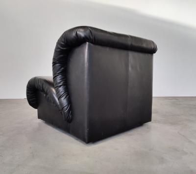 Mid Century Modern Black Leather Modular Sofa by Doimo Salotti