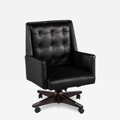 Mid Century Modern Black Leather Office Chair