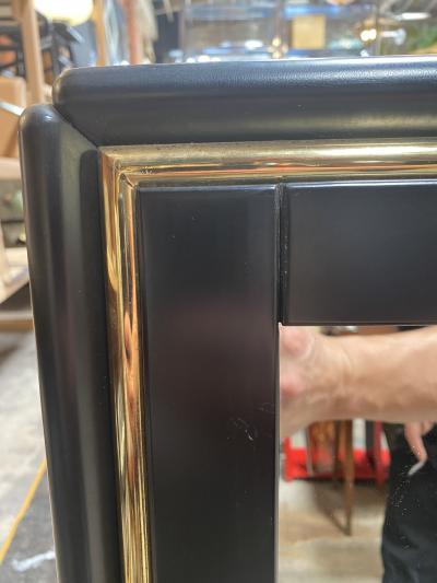 Mid Century Modern Black Square italian Mirror Italy 1970