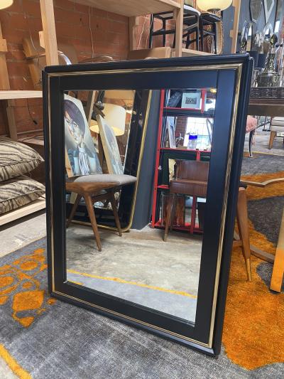 Mid Century Modern Black Square italian Mirror Italy 1970