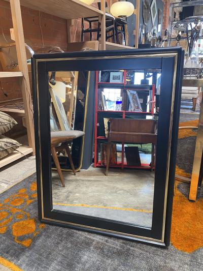 Mid Century Modern Black Square italian Mirror Italy 1970