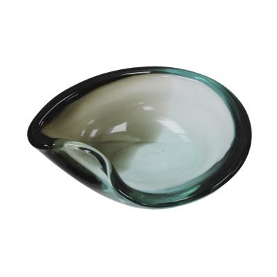 Mid Century Modern Black and Blue Murano Glass Bowl 1970