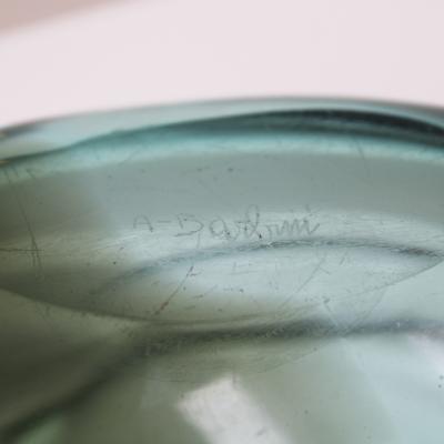 Mid Century Modern Black and Blue Murano Glass Bowl 1970