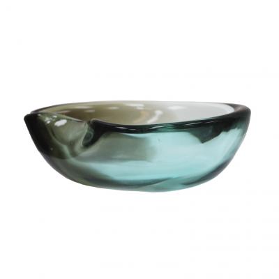 Mid Century Modern Black and Blue Murano Glass Bowl 1970