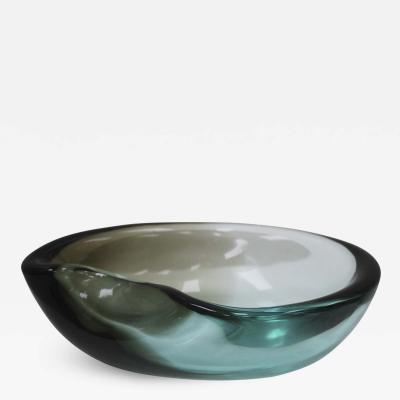 Mid Century Modern Black and Blue Murano Glass Bowl 1970