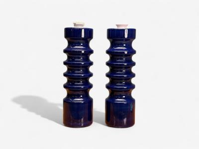 Mid Century Modern Blue Ceramic Table Lamps United States 1960s