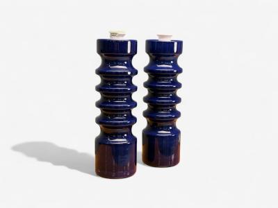 Mid Century Modern Blue Ceramic Table Lamps United States 1960s