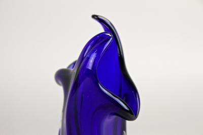 Mid Century Modern Blue Murano Glass Vase Italy circa 1970