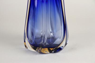 Mid Century Modern Blue Murano Glass Vase Italy circa 1970