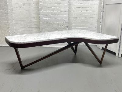Mid Century Modern Boomerang Shaped Marble Top Coffee Table