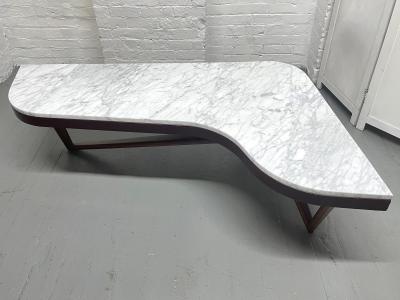 Mid Century Modern Boomerang Shaped Marble Top Coffee Table