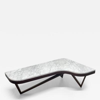 Mid Century Modern Boomerang Shaped Marble Top Coffee Table