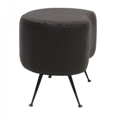 Mid Century Modern Braided Leather Round Footstool Italy 1960s