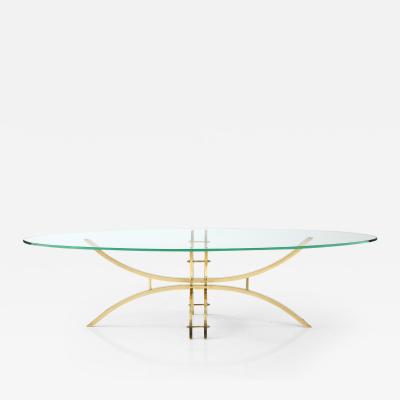 Mid-Century Modern Brass And Glass Oval Coffee Table