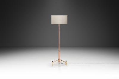 Mid Century Modern Brass Base Floor Lamp Europe circa 1950s