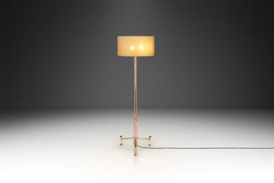 Mid Century Modern Brass Base Floor Lamp Europe circa 1950s