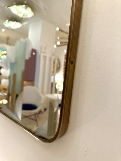 Mid Century Modern Brass Frame Mirror Italy 1950s