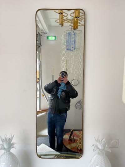 Mid Century Modern Brass Frame Mirror Italy 1950s