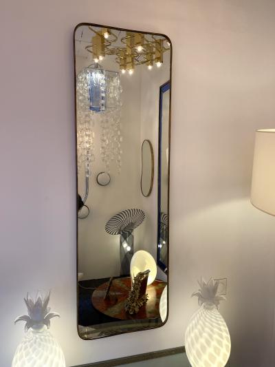 Mid Century Modern Brass Frame Mirror Italy 1950s