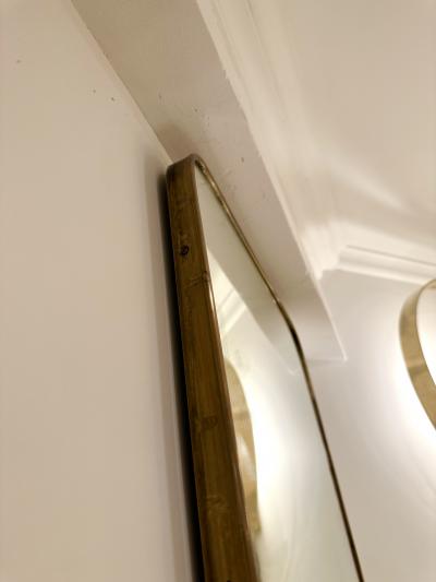Mid Century Modern Brass Frame Mirror Italy 1950s
