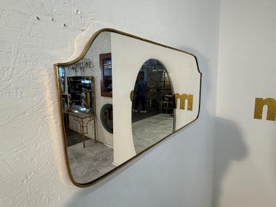 Mid Century Modern Brass Framed Wall Mirror 1960s