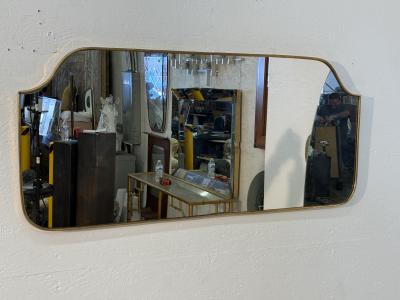 Mid Century Modern Brass Framed Wall Mirror 1960s