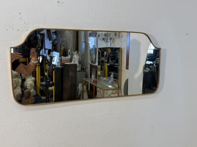 Mid Century Modern Brass Framed Wall Mirror 1960s
