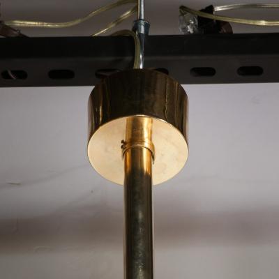 Mid Century Modern Brass Handblown Translucent Topaz Murano Glass Chandelier