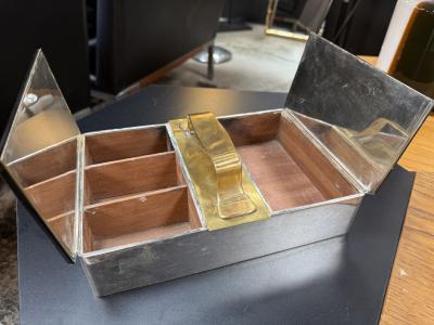 Mid Century Modern Brass Mirror Vanity Box