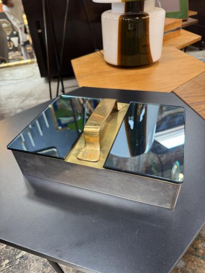 Mid Century Modern Brass Mirror Vanity Box
