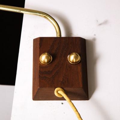Mid Century Modern Brass Perspex Walnut Sculptural Wall Light