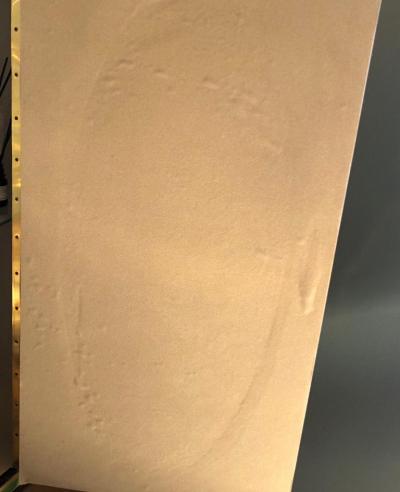 Mid Century Modern Brass Wood Engraved Emerald Green Murano Glass Dry Bar